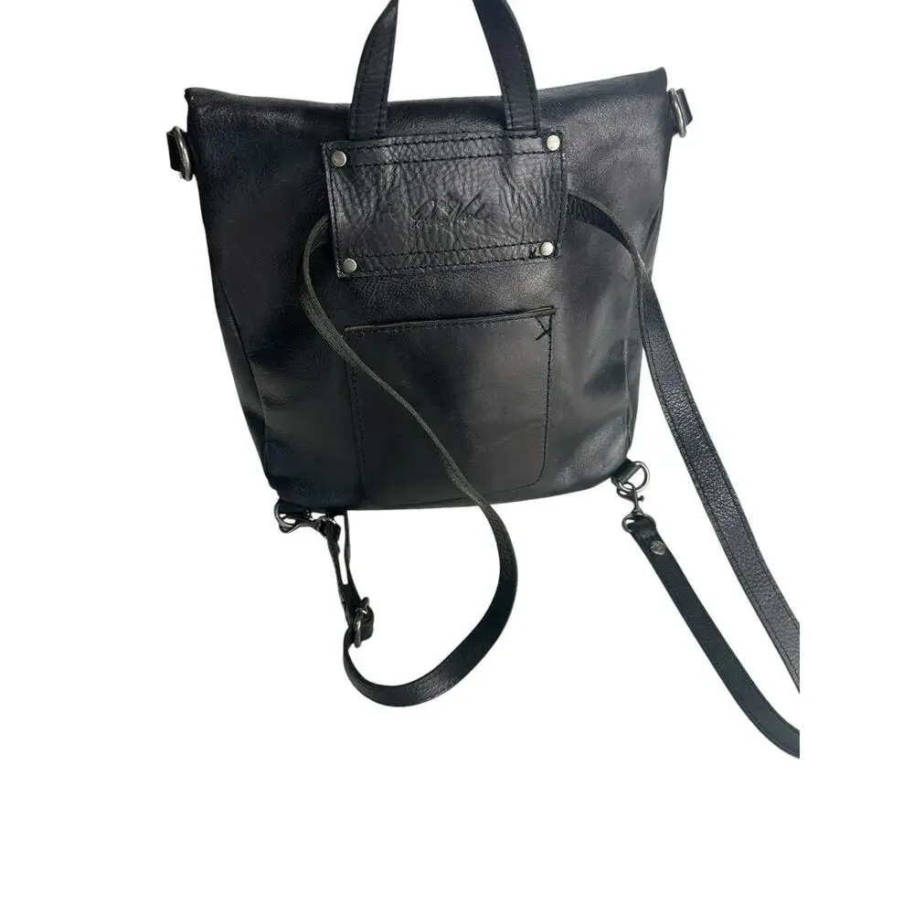 Patricia Nash Luzille Heritage Black Leather Backpack Purse